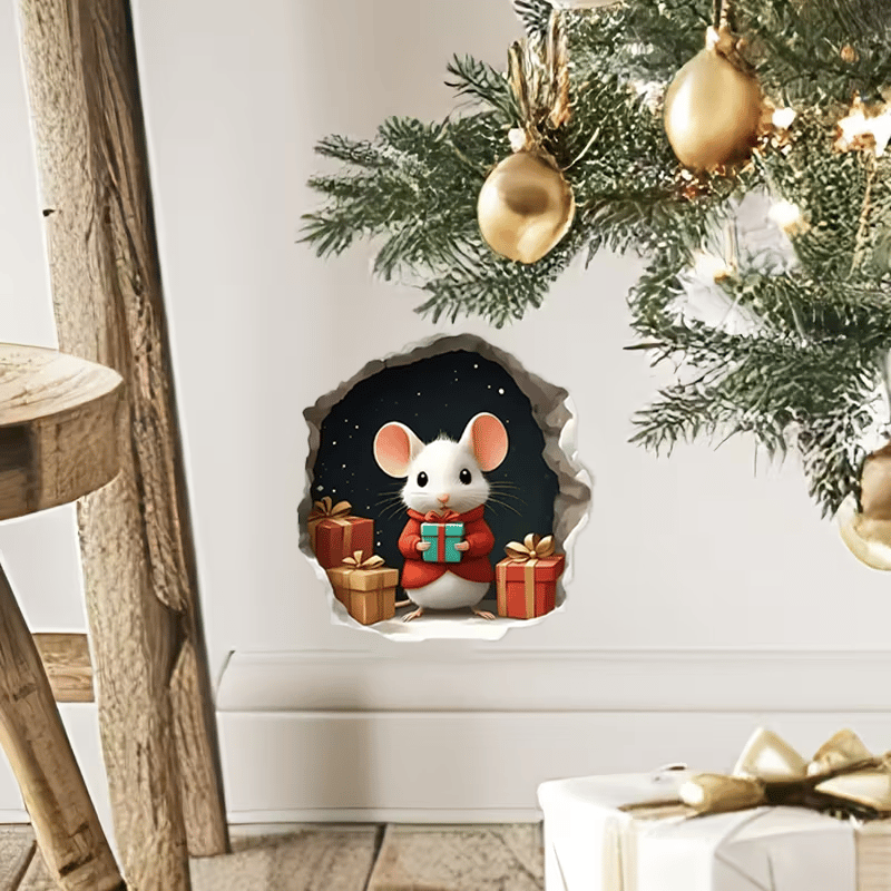 🐭🎄Merry Mice Candle Wall Sticker