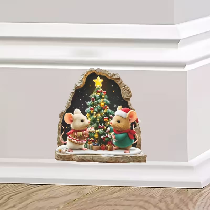 🐭🎄Merry Mice Candle Wall Sticker