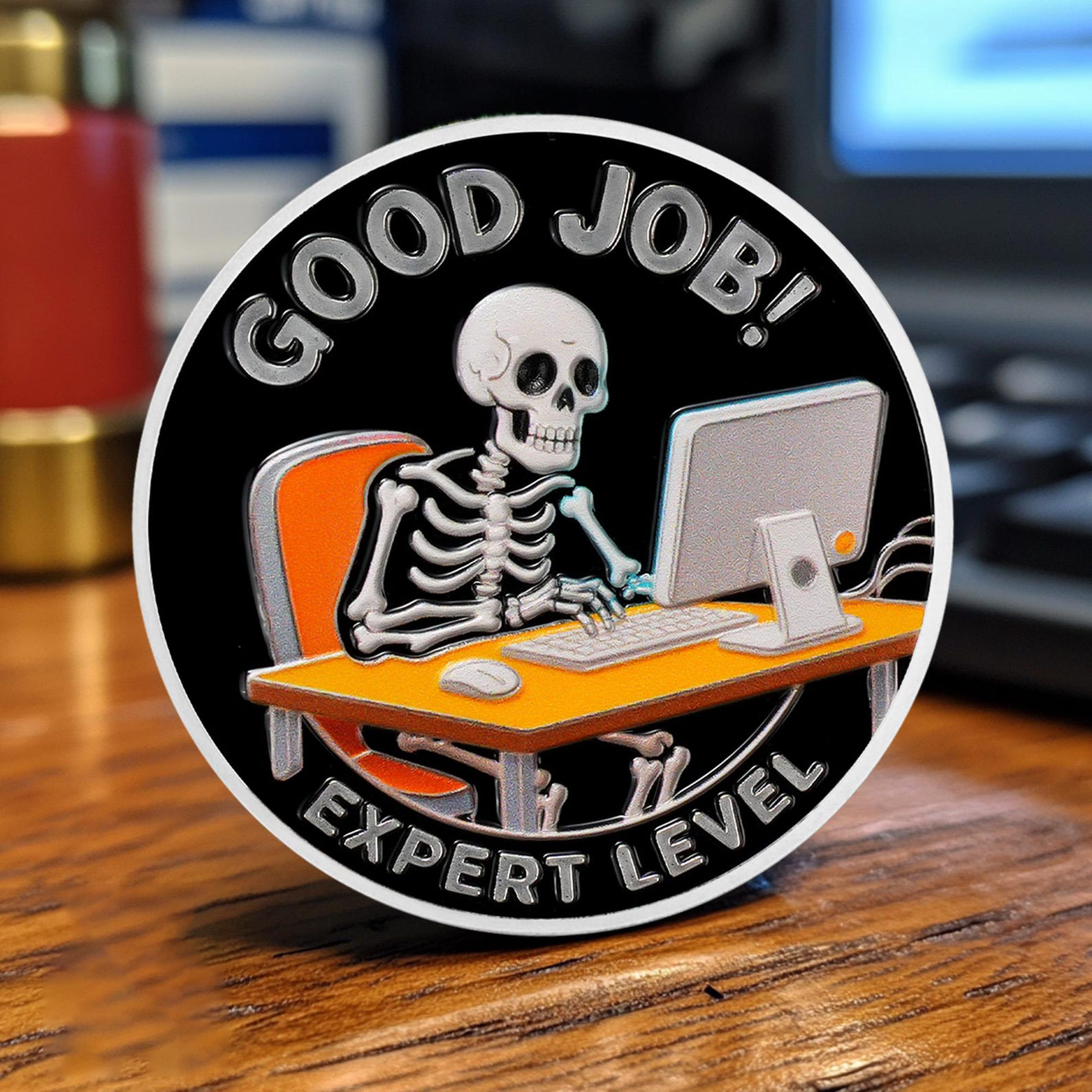 Everything is Fine" Motivational Challenge Coin | Funny Desk Fidget Toy for Stress Relief