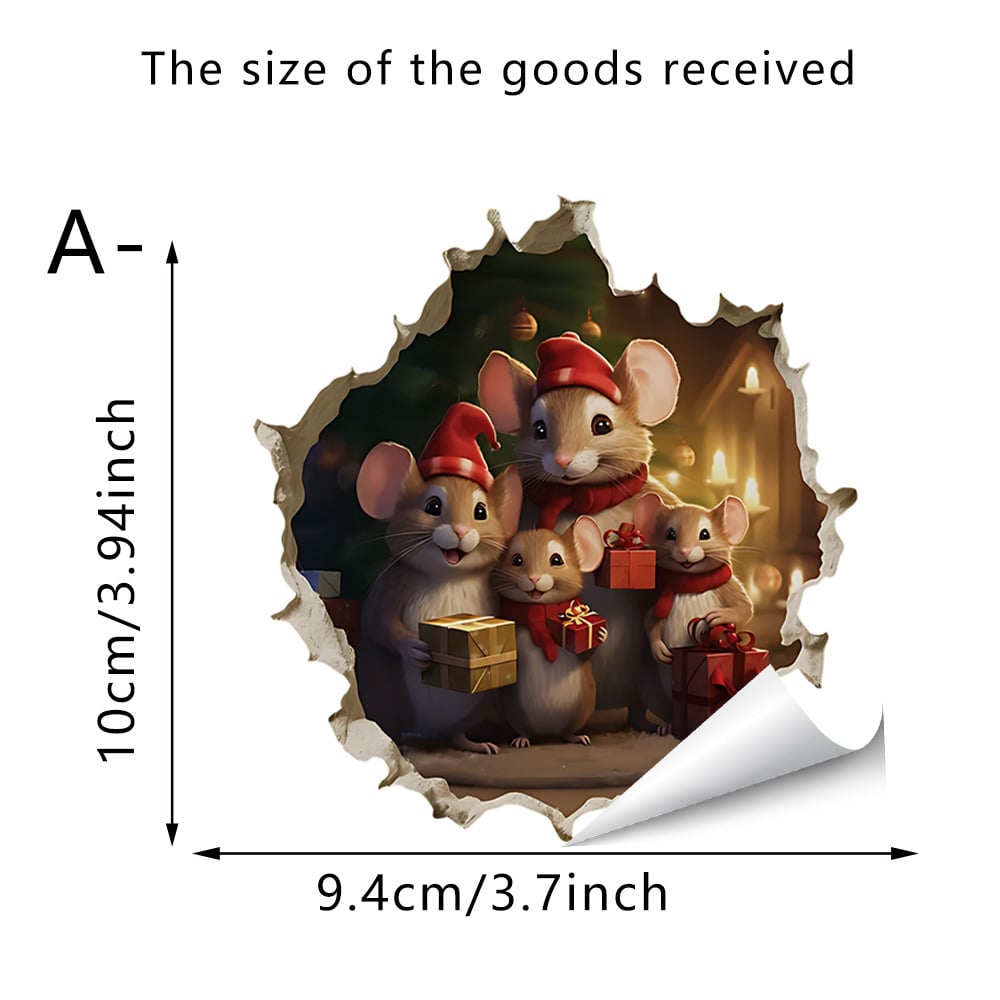 🐭🎄Merry Mice Candle Wall Sticker