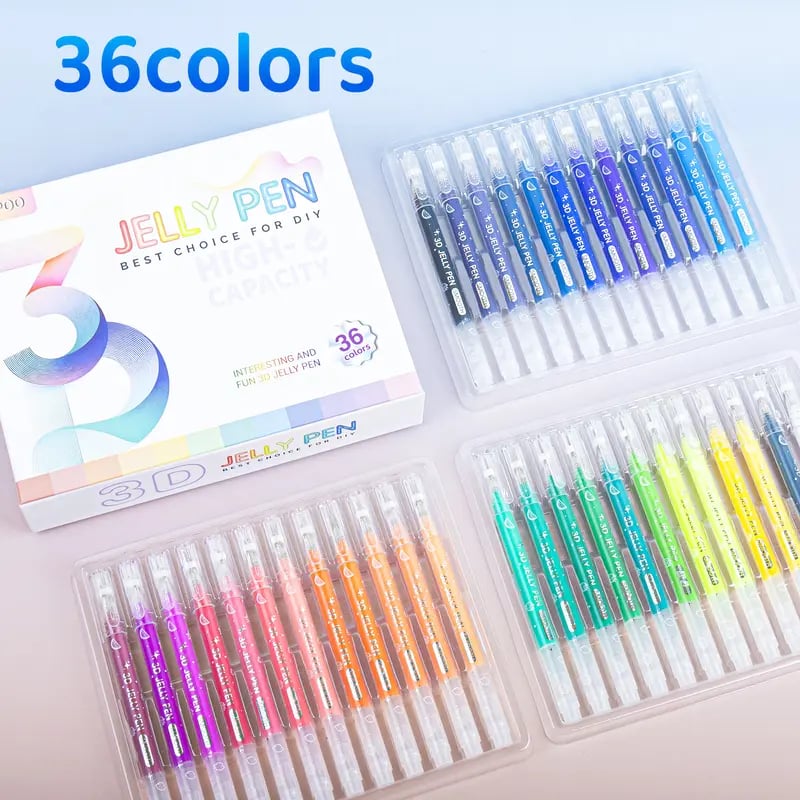 ✨🎨12/24/36 Colors 3D Jelly Pen Set: Unleash Your Creative Spark!