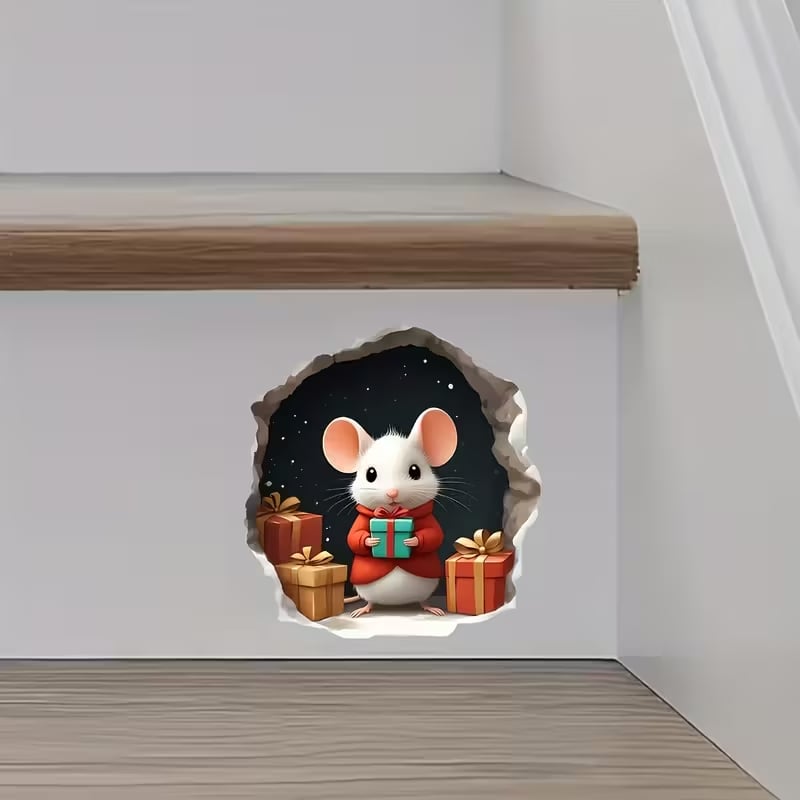 🐭🎄Merry Mice Candle Wall Sticker