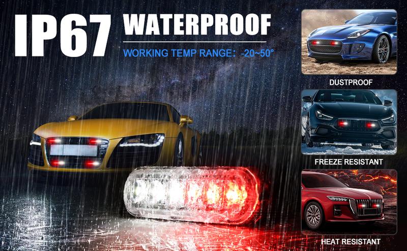 DIBMS LED Emergency Strobe Lights - Red and White Flashing Warning Light for Construction and Hazard, Dual Color LED Emergency Strobe Lights