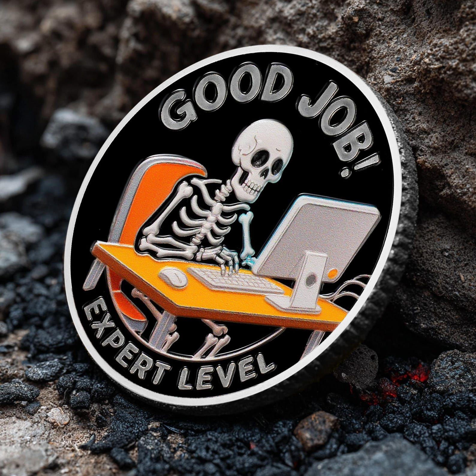 Everything is Fine" Motivational Challenge Coin | Funny Desk Fidget Toy for Stress Relief