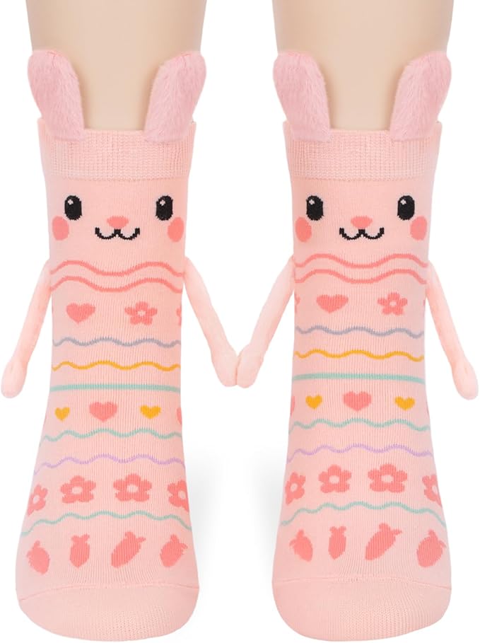 Easter Bunny Socks with Magnetic Holding Hands