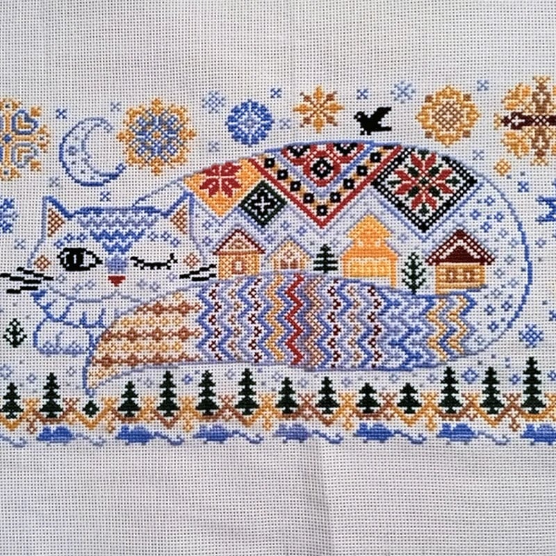 🔥🐱Winter Town Cat Cross Stitch Kit