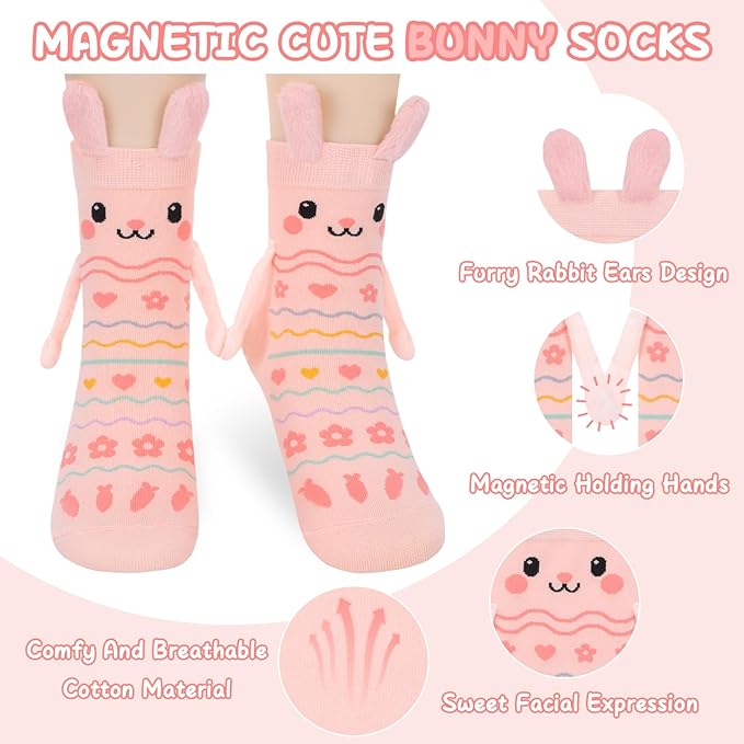 Easter Bunny Socks with Magnetic Holding Hands
