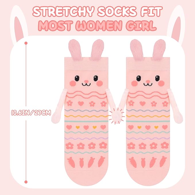 Easter Bunny Socks with Magnetic Holding Hands