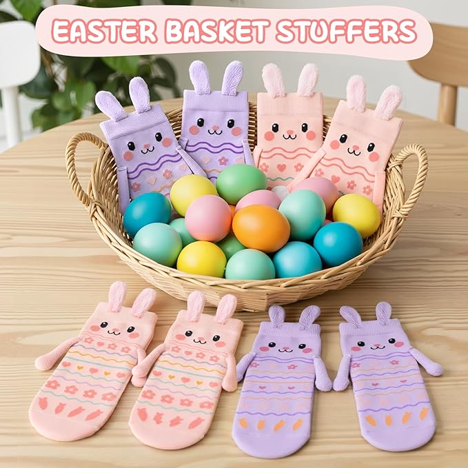 Easter Bunny Socks with Magnetic Holding Hands