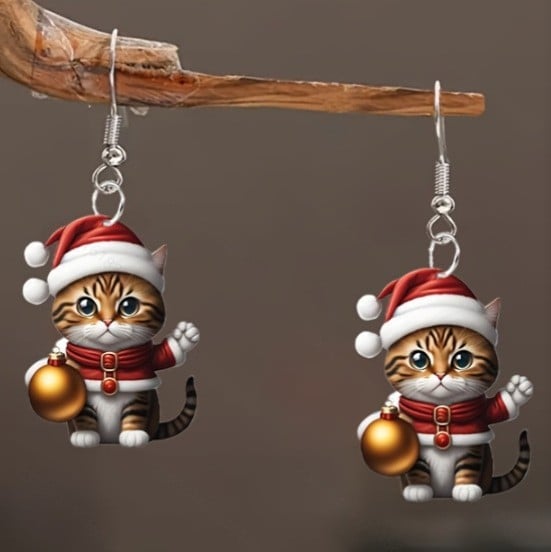 🐱Santa Cat Christmas Earrings