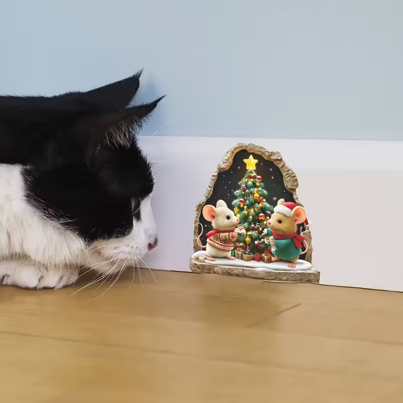 🐭🎄Merry Mice Candle Wall Sticker