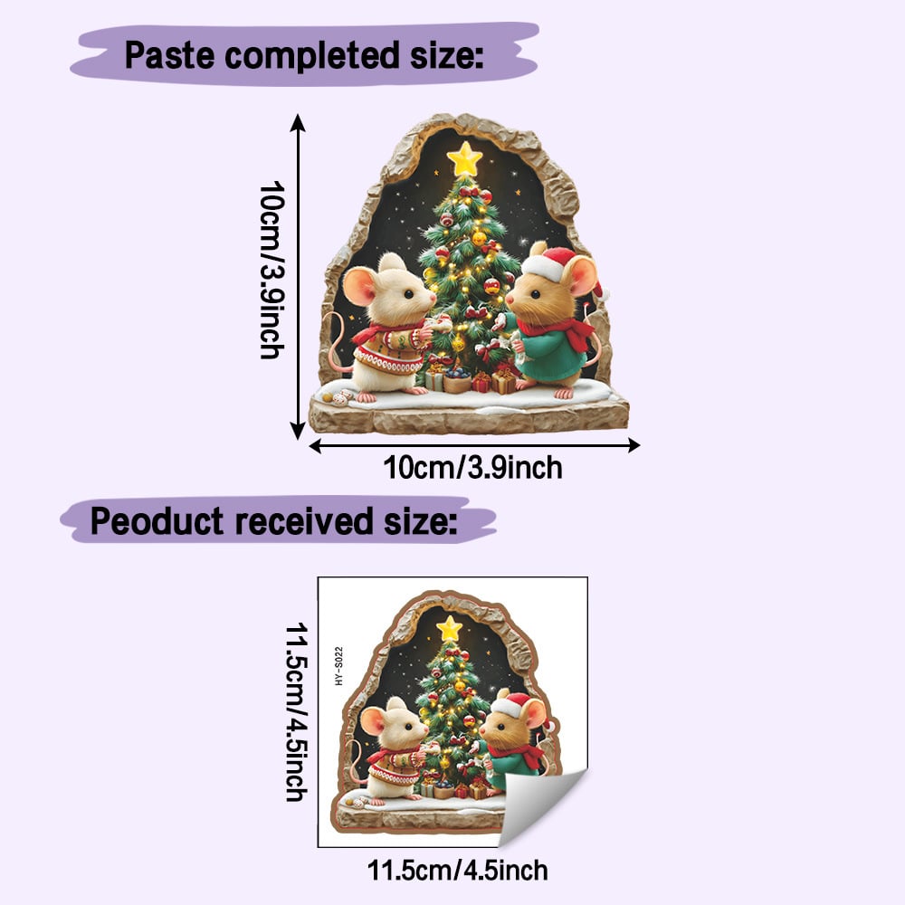 🐭🎄Merry Mice Candle Wall Sticker