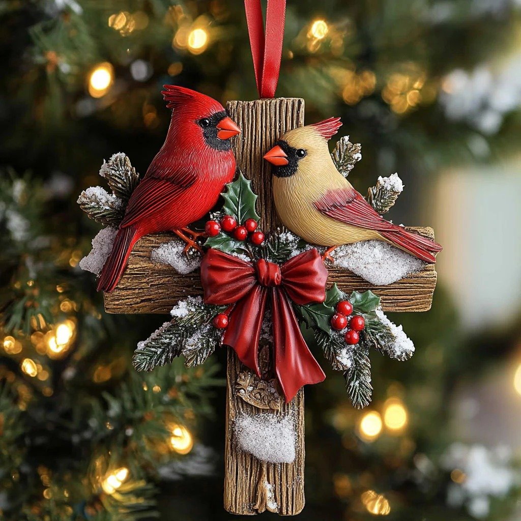 ✝️ Hope and Peace Cardinal Christmas Ornament – A Symbol of Eternal Love