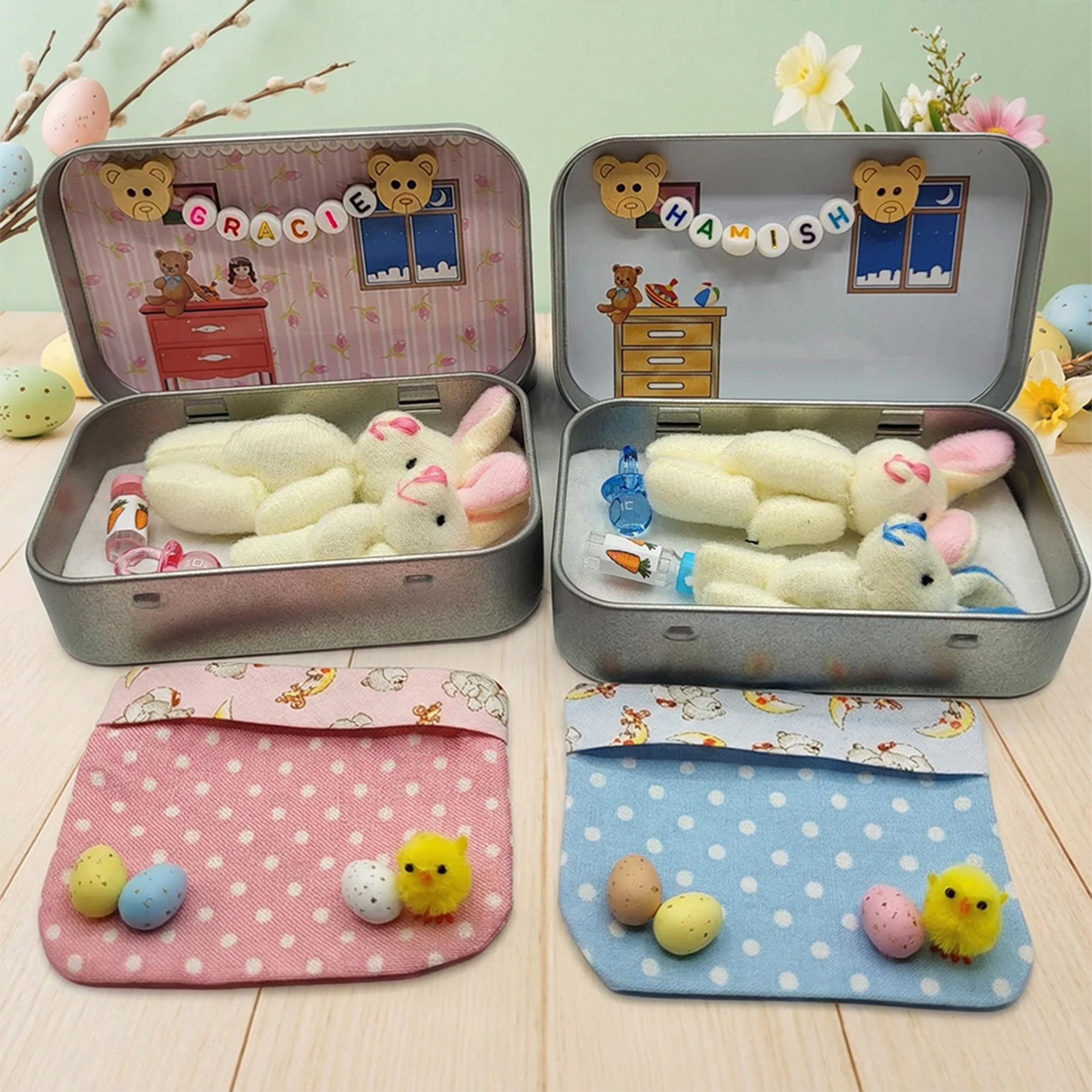 ✨🐇Mother & Baby Bunny "Pocket Hug" – The Ultimate Handmade Mini World in a Tin