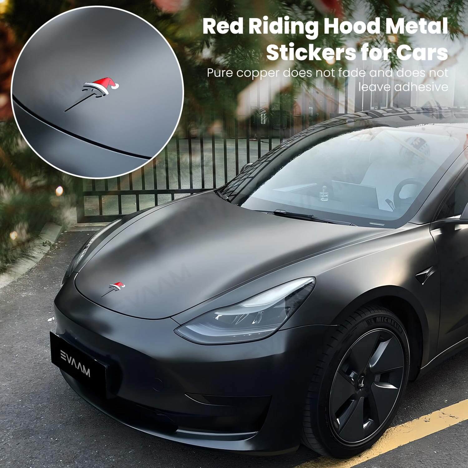 EVAAM® Santa Hat Christmas Car Sticker For Tesla