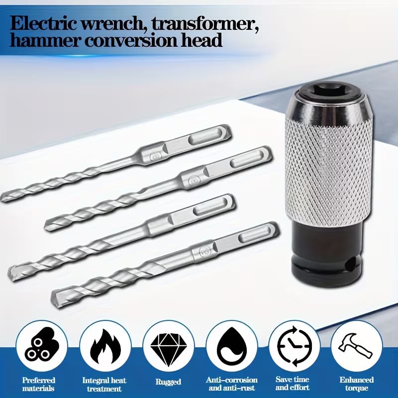 Rotary Hammer Adapter with Impact Drill Bits Set
