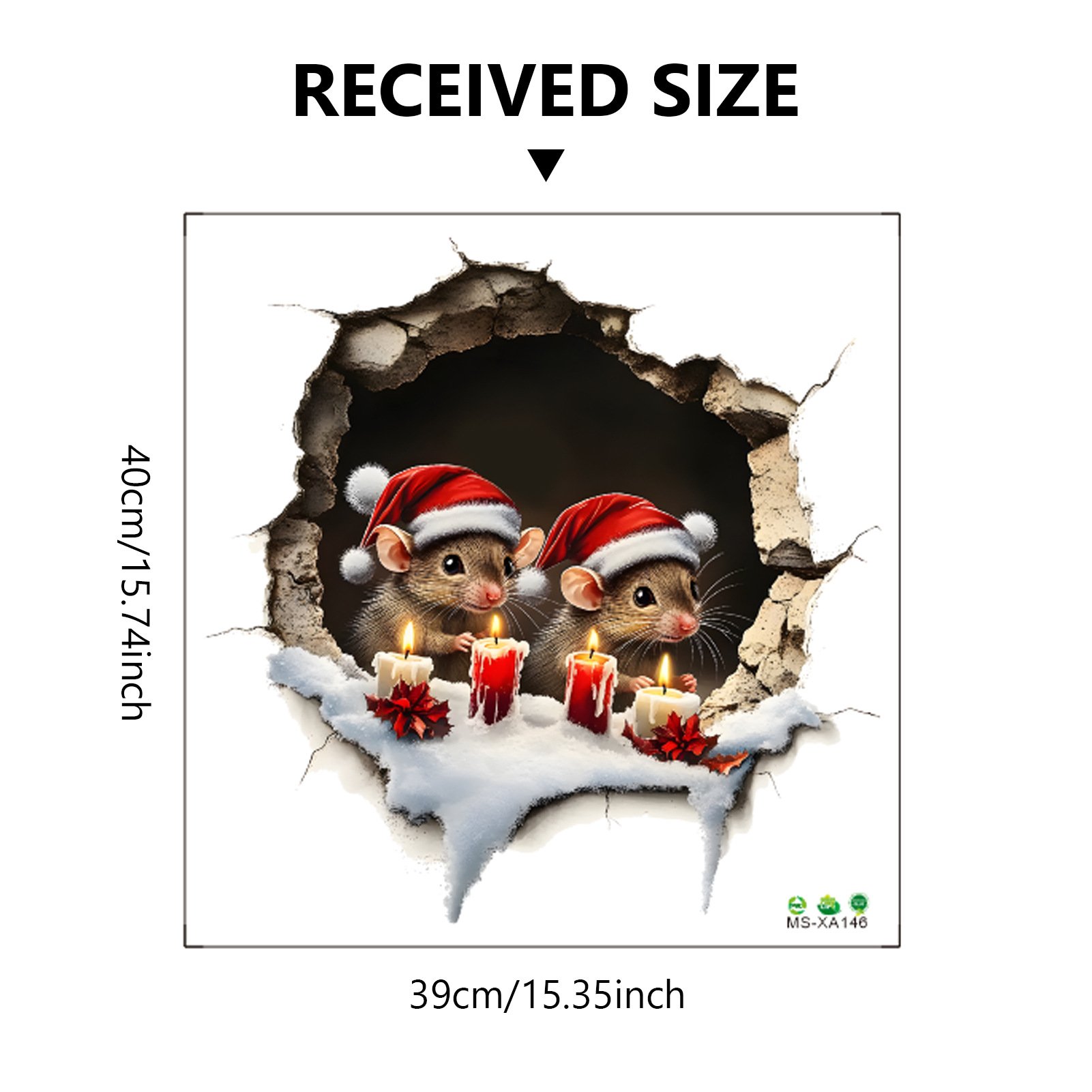 🐭🎄Merry Mice Candle Wall Sticker