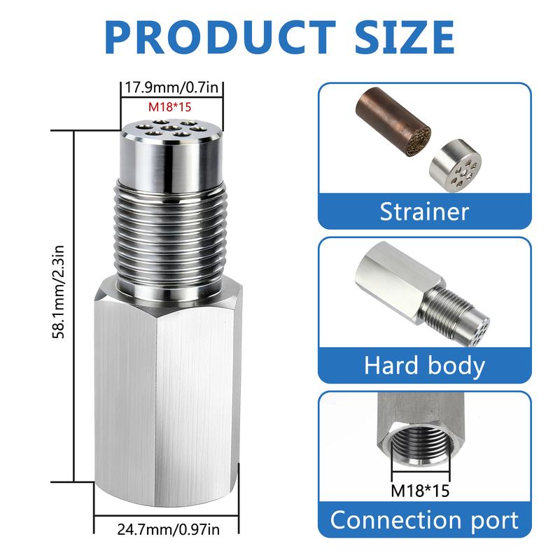 Oxygen Sensor Filter Adapter - Stainless Steel 304 Reducing Pipe Connector Extension Pipe Fitting - Car Extension Screw