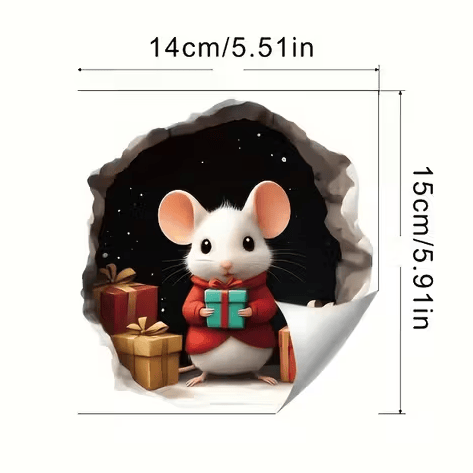 🐭🎄Merry Mice Candle Wall Sticker