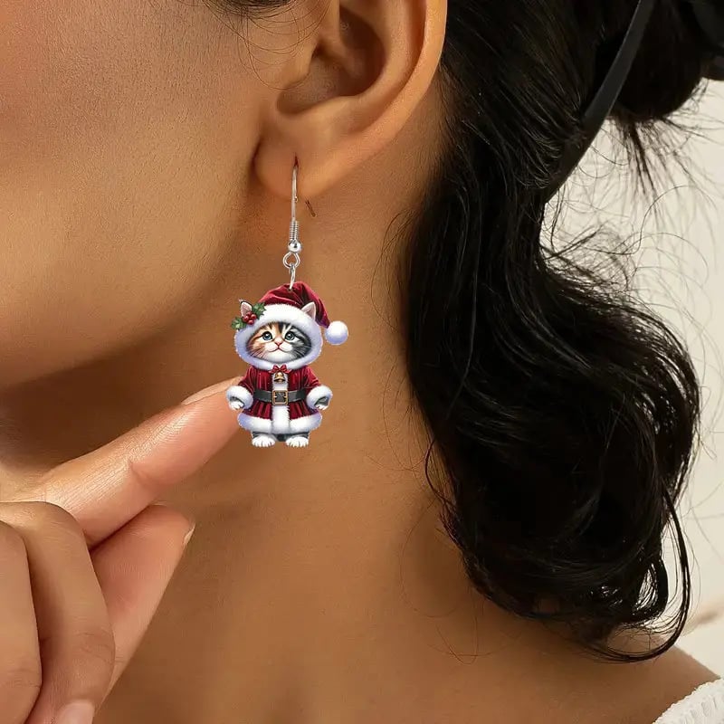 🐱Santa Cat Christmas Earrings