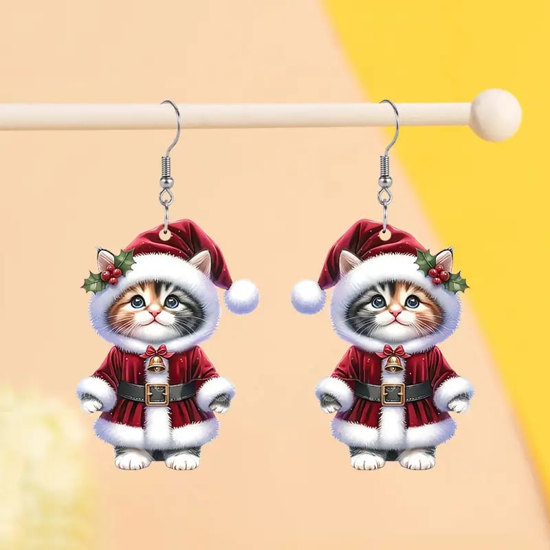 🐱Santa Cat Christmas Earrings