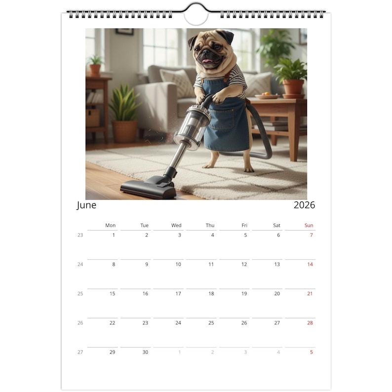 Pug Calendar 2026 - Daily Activities