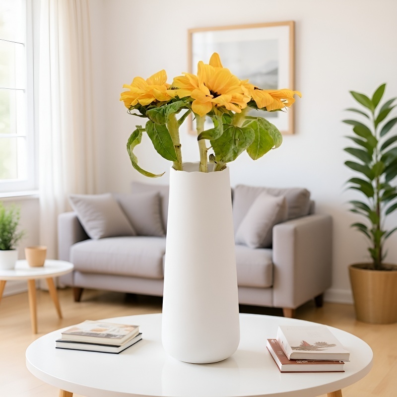 Vază modernă albă pentru decorarea casei, ideală pentru flori uscate