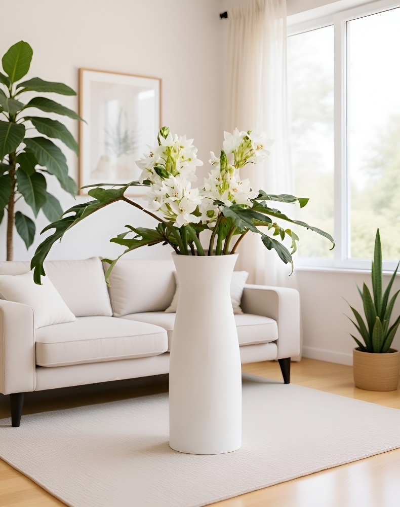 Vază decorativă albă pe masă