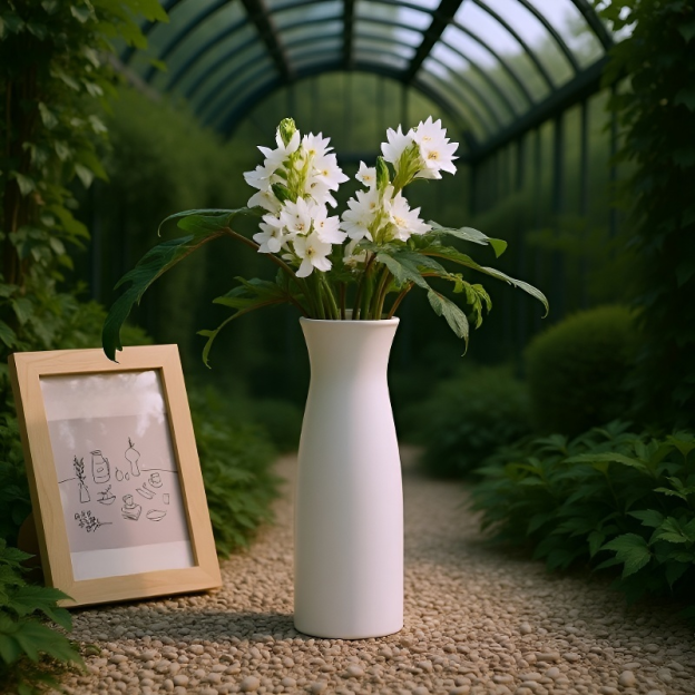 Vază modernă albă pentru decorarea casei, ideală pentru flori uscate