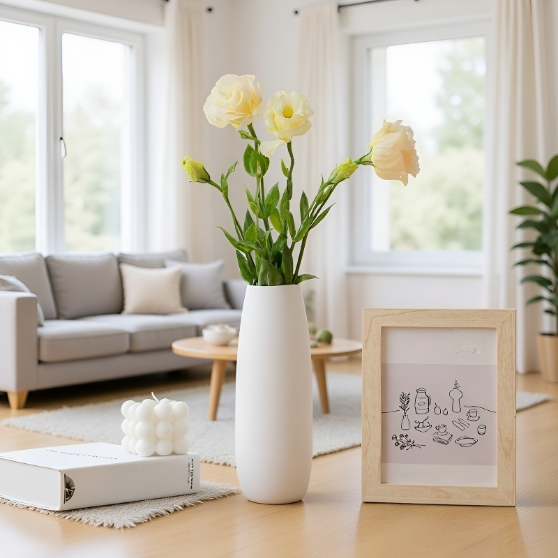 Vază modernă albă pentru decorarea casei, ideală pentru flori uscate