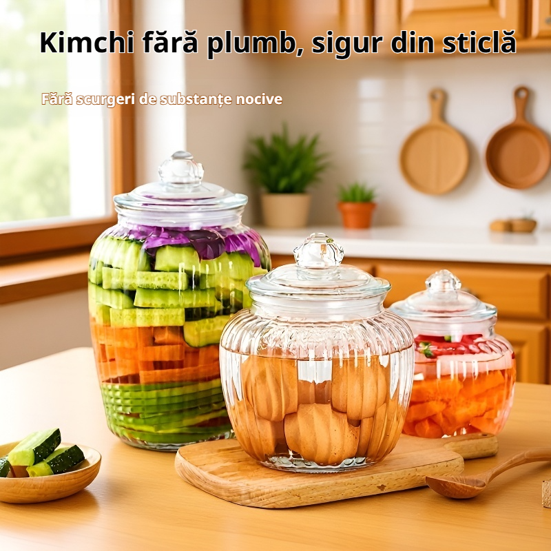  Borcan etanș din sticlă groasă pentru murături, vin și cereale, uz casnic