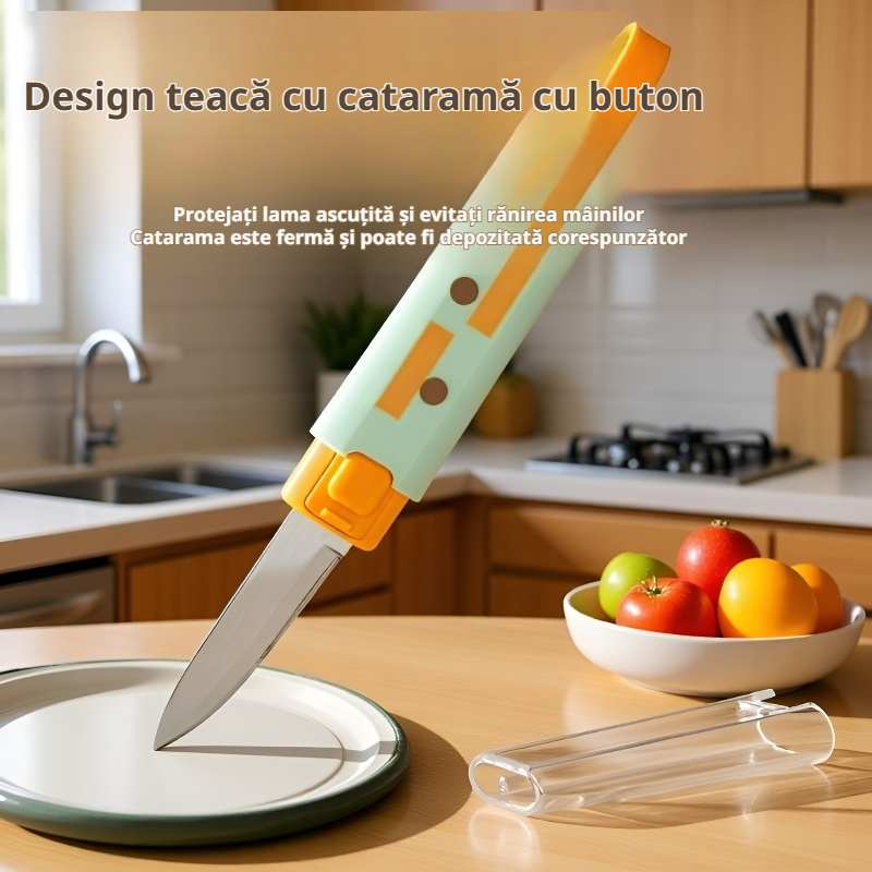 Cuțit și decojitor multifuncțional portabil 2în1 pentru fructe