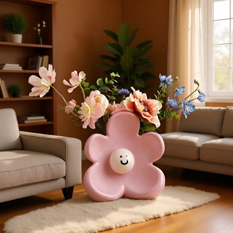 Vază ceramică drăguță cu zâmbet pentru decorarea camerei