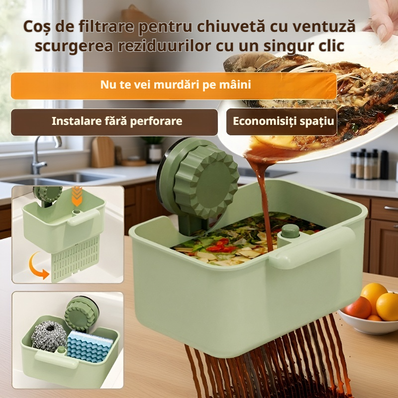 Coș de scurgere pentru chiuvetă, material plastic impermeabil, multifuncțional