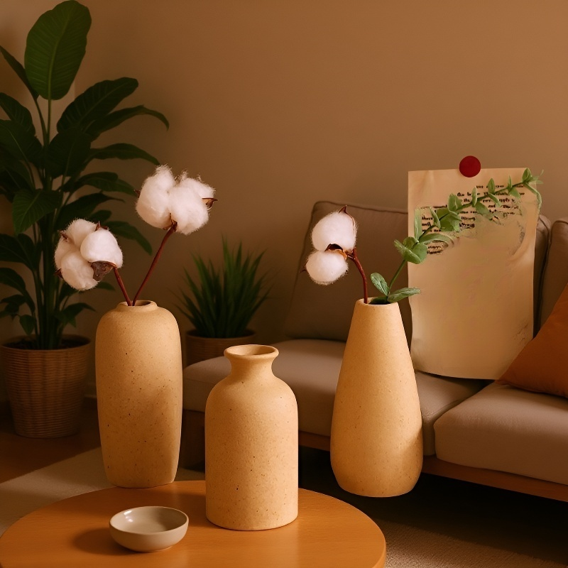 Vază decorativă nordică, ceramică albă, stil simplu pentru aranjamente florale