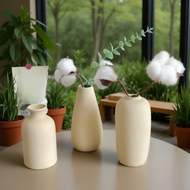 Vază decorativă nordică, ceramică albă, stil simplu pentru aranjamente florale