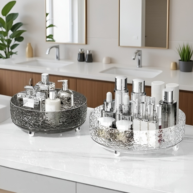 Organizator cosmetic rotativ pentru baie pe raft