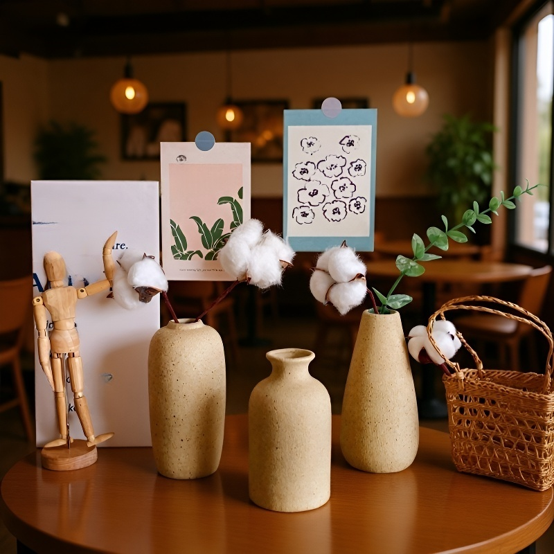 Vază decorativă nordică, ceramică albă, stil simplu pentru aranjamente florale