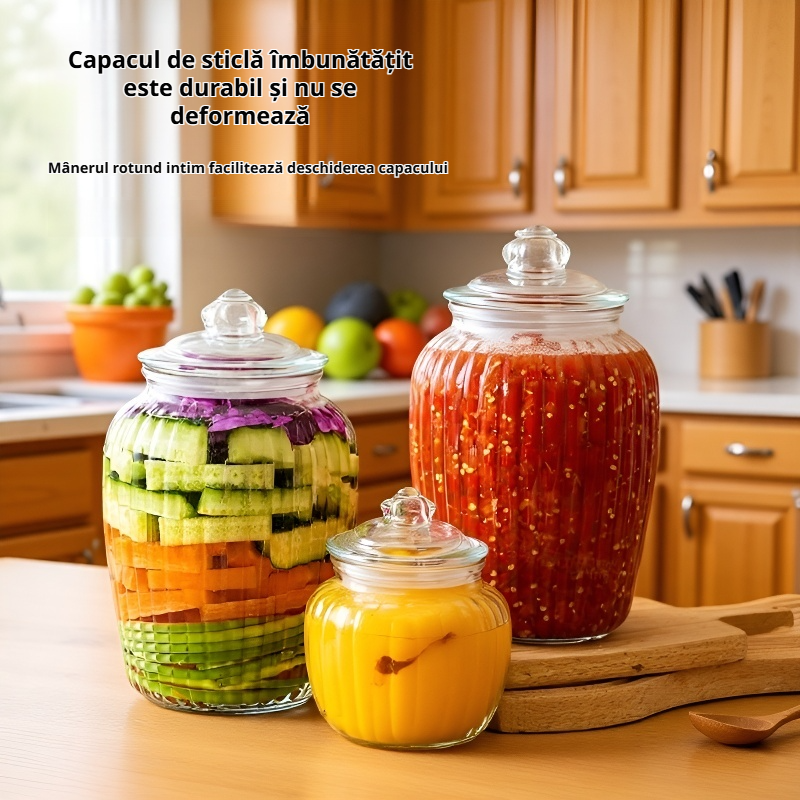  Borcan etanș din sticlă groasă pentru murături, vin și cereale, uz casnic