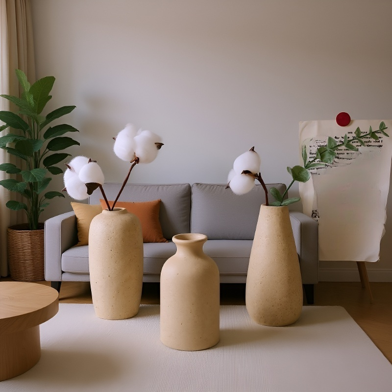 Vază decorativă nordică din ceramică albă pentru aranjamente florale