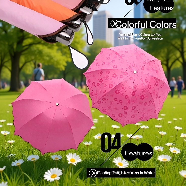 Elegant flower umbrella with black vinyl material for durability
