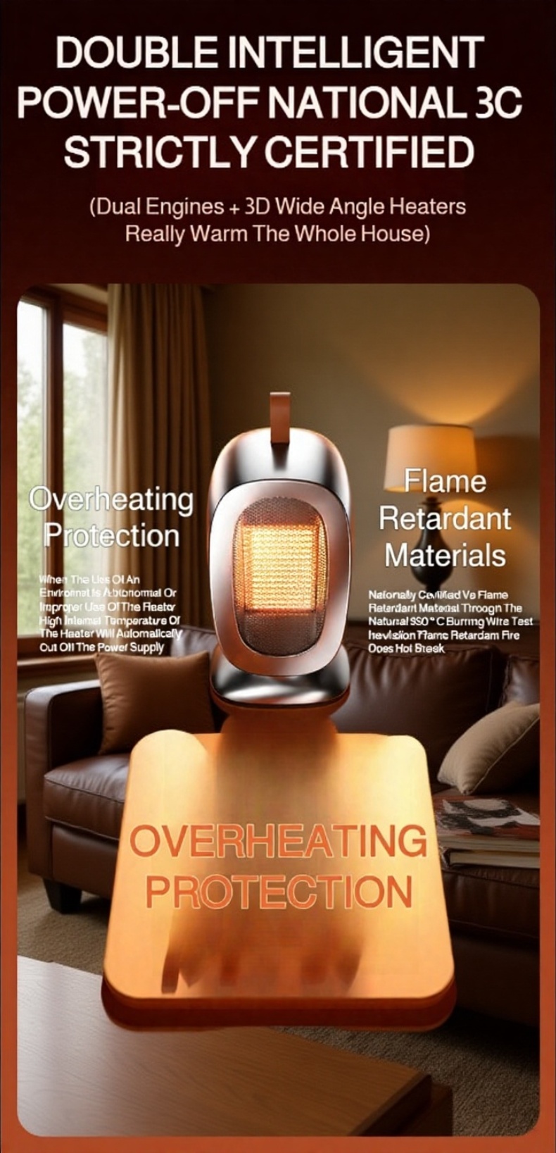 Fast heating fan heater with easy controls