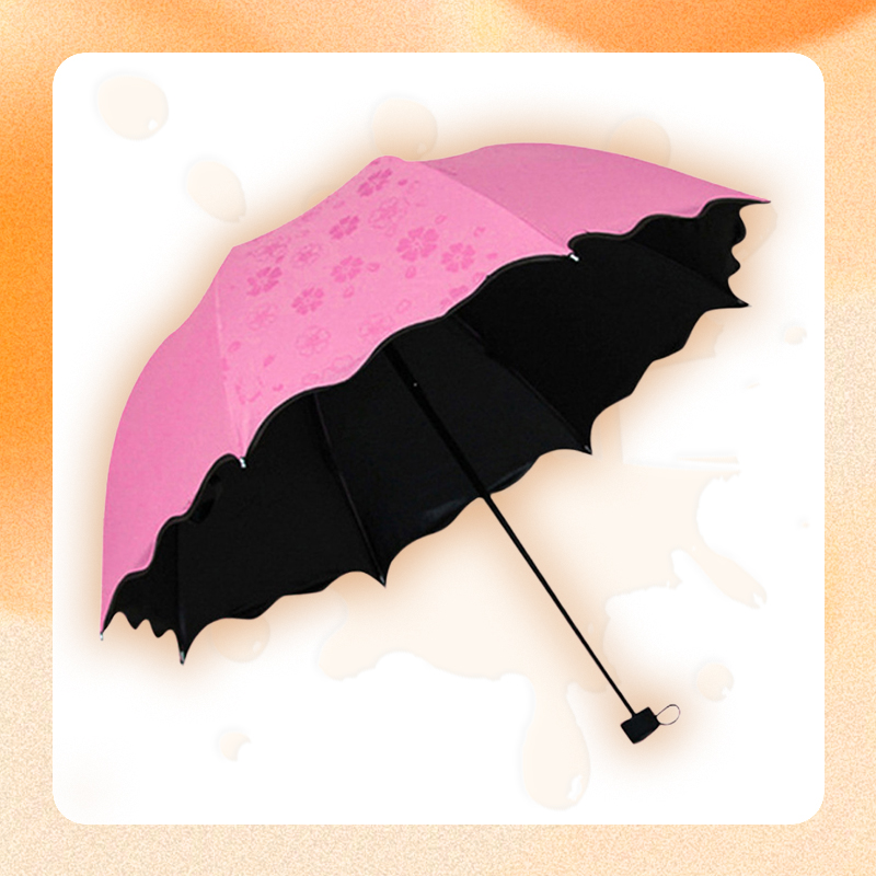  Sun-Blocking Thickened Black Vinyl Color-Changing Flower Umbrella