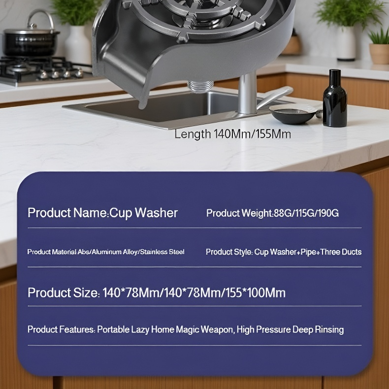 Stainless Steel High-Pressure Cup Washer for Kitchen