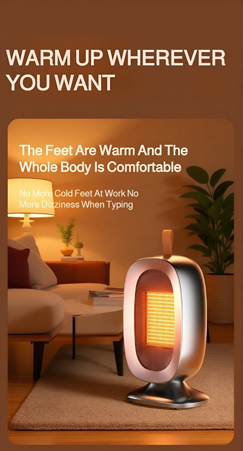 Adjustable temperature home standing fan heater