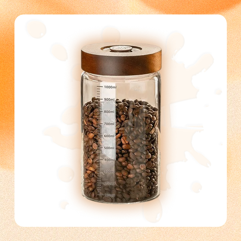 Automatic Air-Release Glass Coffee Canister 