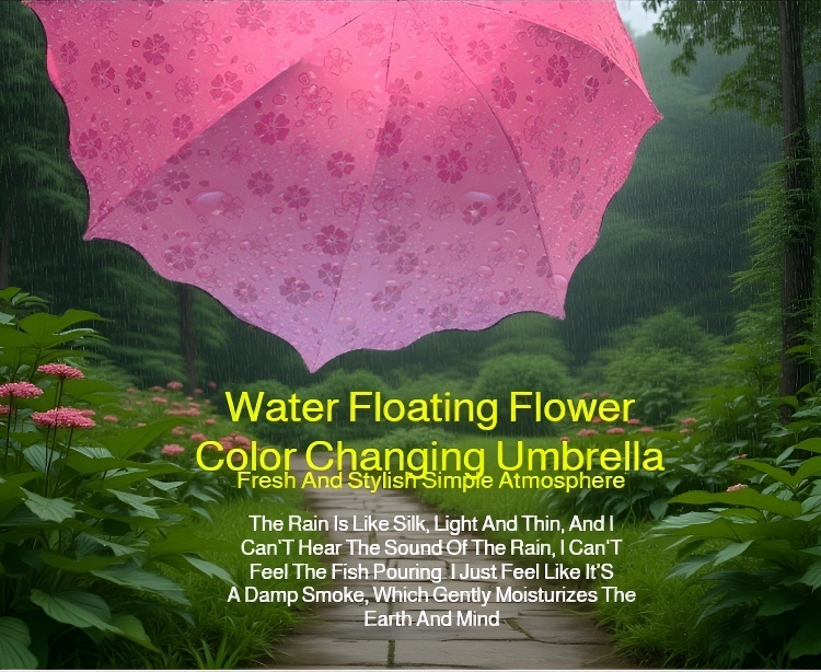 Close-up of the color-changing floral pattern on the umbrella canopy