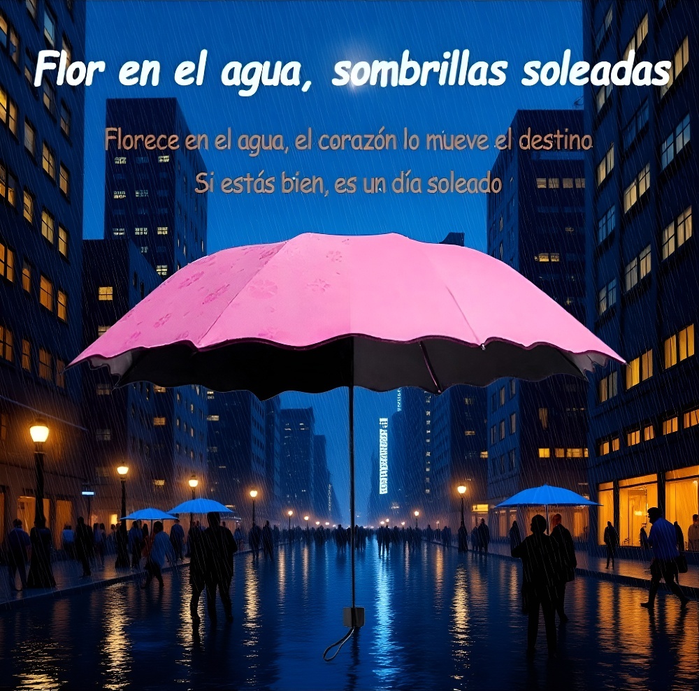  Sun-Blocking Thickened Black Vinyl Color-Changing Flower Umbrella