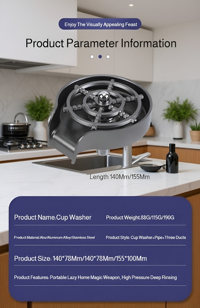 Powerful water jets cleaning glass cup