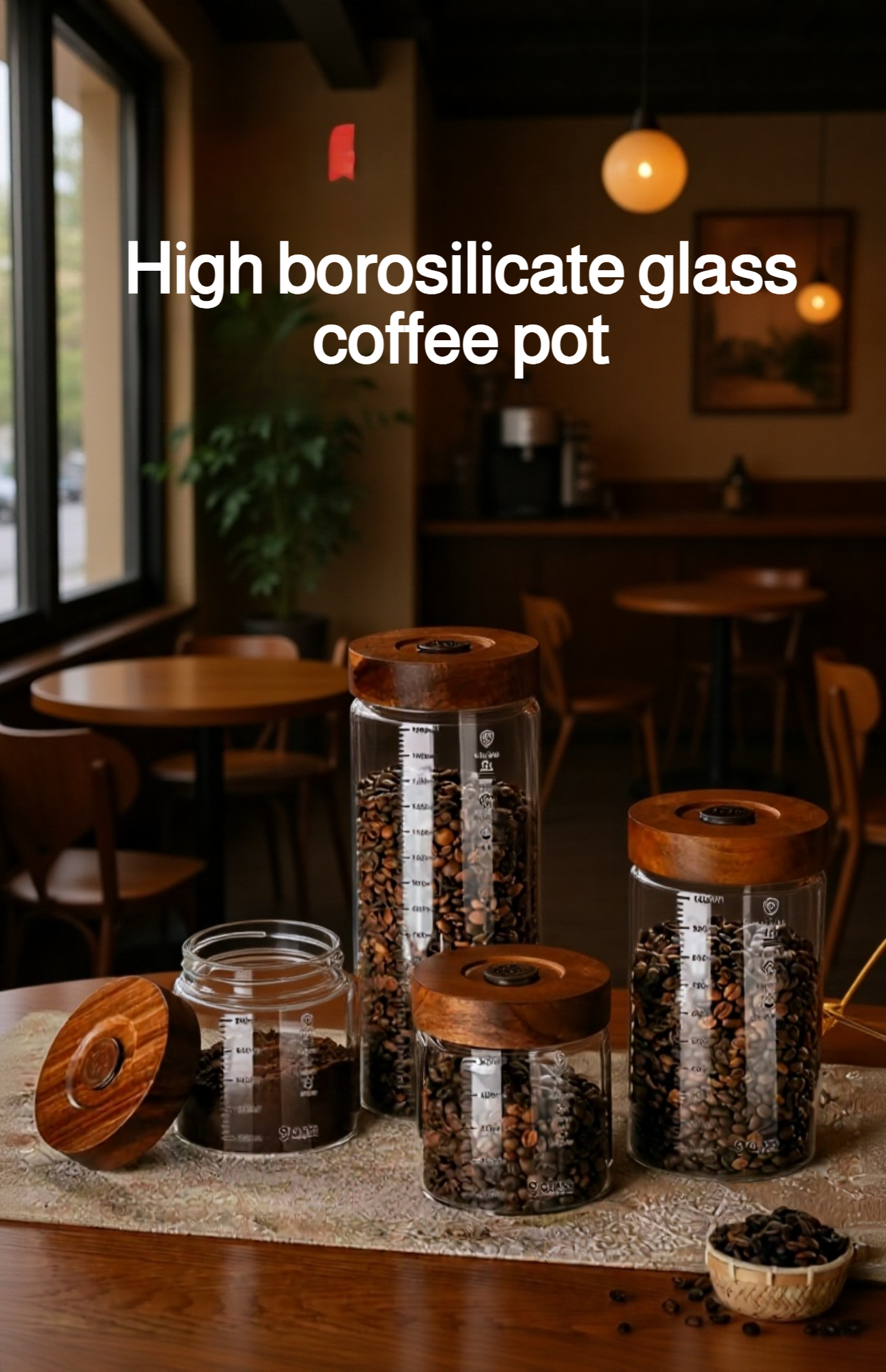 Automatic Air-Release Glass Coffee Canister 